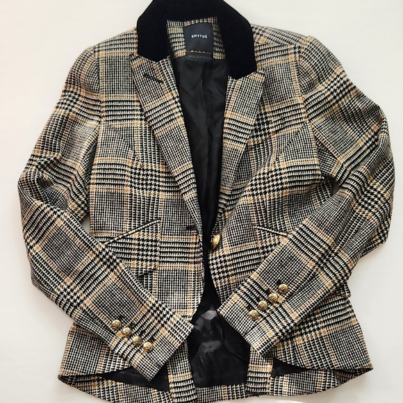 Smythe Glen Plaid Duchess Single Button Wool Twill Blazer - Picture 2 of 8